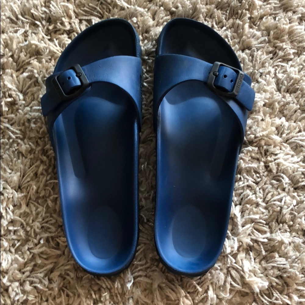 Navy blue plastic Birkenstock’s